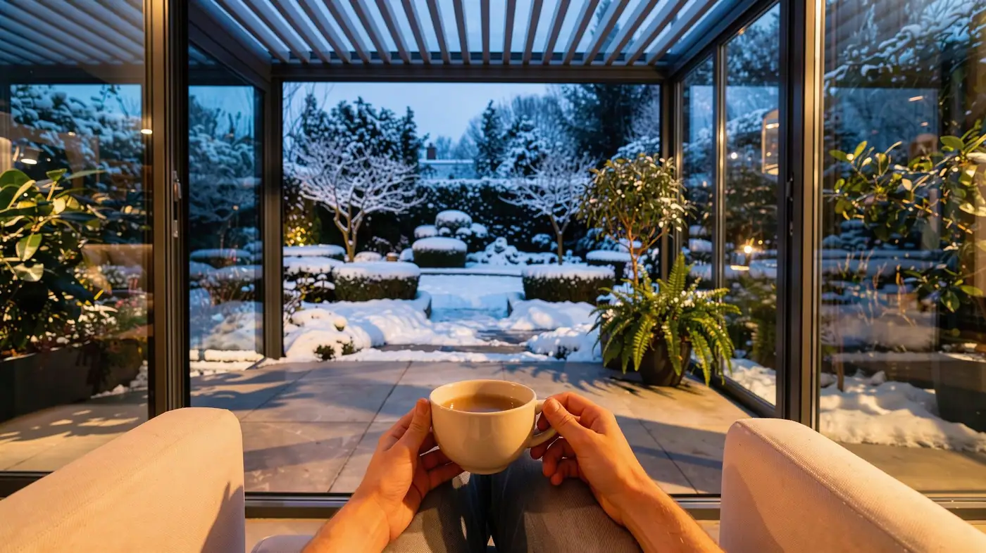 Blick vom Sessel im Wintergarten