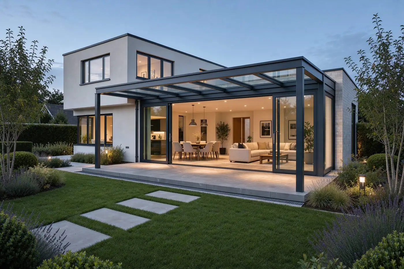 Glass patio roof
