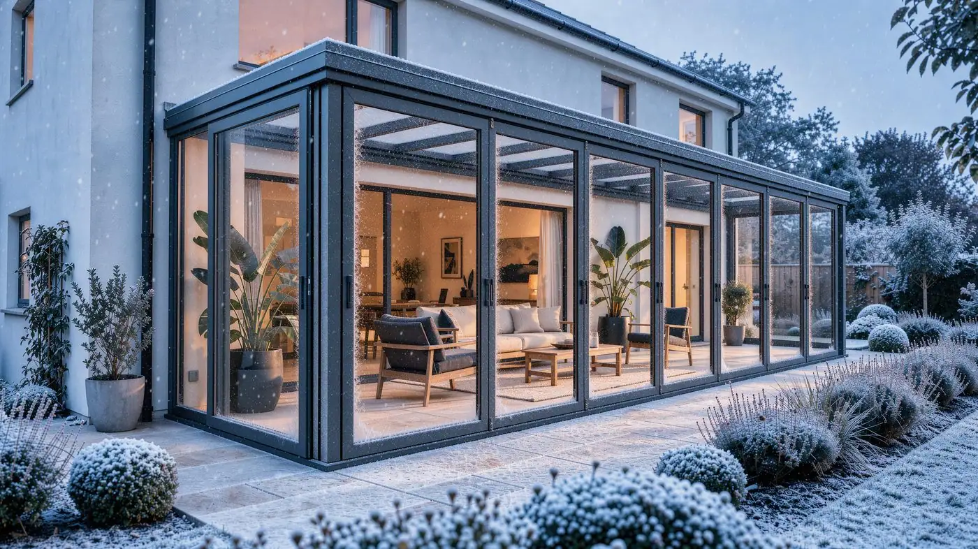Terrassenverglasung im Winter